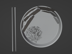 Ramen with neon chopstics Model 3D
