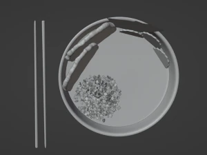 Ramen with neon chopstics 3D Model