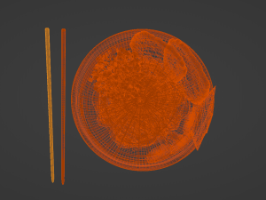 Ramen with neon chopstics Model 3D