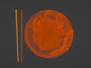 Ramen with neon chopstics 3D Model