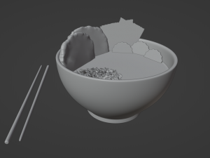 Ramen with neon chopstics Model 3D