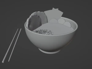 Ramen with neon chopstics 3D Model