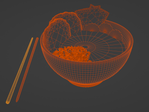 Ramen with neon chopstics Model 3D
