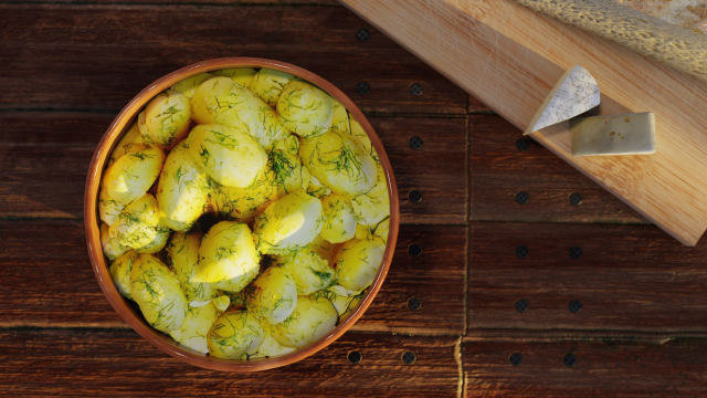 Boiled potato with fresh dill in a ceramic bowl 3D मॉडल .c4d .max .obj .3ds .fbx .stl .blend 