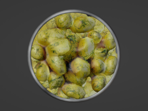 Boiled potato with fresh dill in a ceramic bowl 3D मॉडल