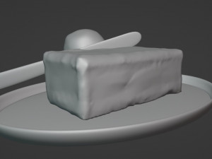 Brioche bun with a butter on a tray Model 3D
