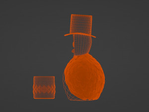 Owl head crystal bottle with golden wings and a glass 3D Model