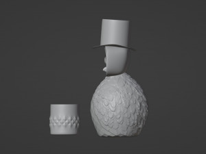 Owl head crystal bottle with golden wings and a glass 3D Model