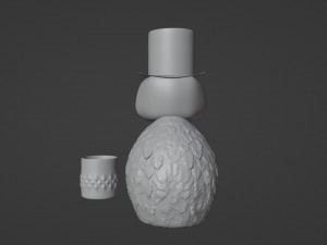 Owl head crystal bottle with golden wings and a glass 3D Model