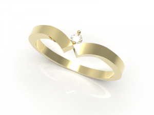 Simple gold diamond ring 001 3D Model