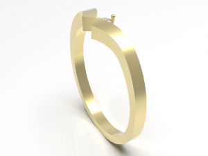 Simple gold diamond ring 001 3D Model