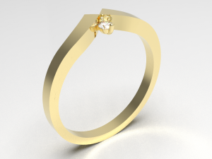 Simple gold diamond ring 001 3D Model