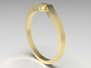 Simple gold diamond ring 001 3D Model