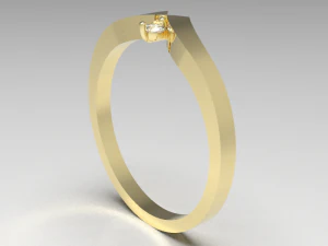 Simple gold diamond ring 001 3D Model