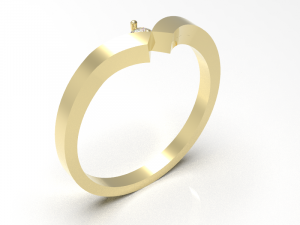 Simple gold diamond ring 001 3D Model
