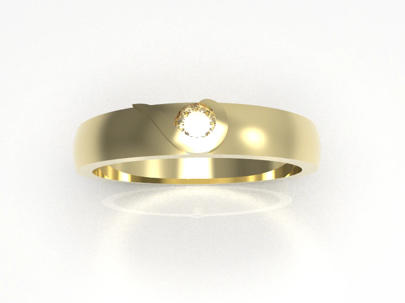 Simple gold diamond ring 002 3D Model .c4d .max .obj .3ds .fbx .stl .blend 