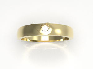Simple gold diamond ring 002 3D Model