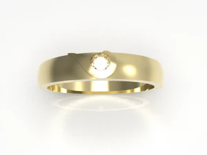 Eenvoudige gouden diamanten ring 002 3D Model