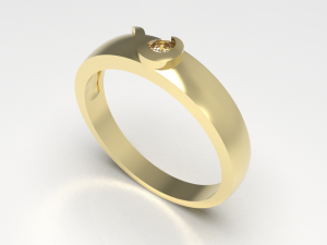Simple gold diamond ring 002 3D Model