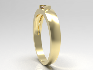 Simple gold diamond ring 002 3D Model