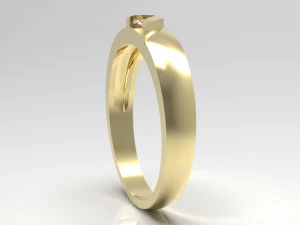 Simple gold diamond ring 002 3D Model