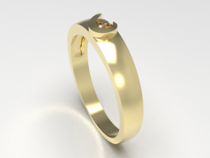 Simple gold diamond ring 002 3D Model