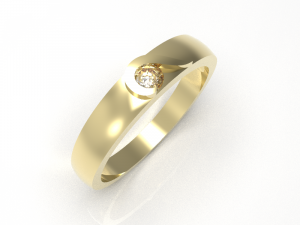 Simple gold diamond ring 002 3D Model