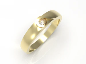 Simple gold diamond ring 002 3D Model