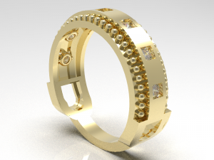 Simple gold diamond ring 003 3D Model