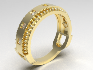 Simple gold diamond ring 003 3D Model
