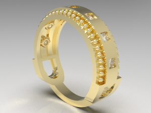 Simple gold diamond ring 003 3D Model