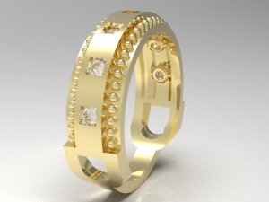 Simple gold diamond ring 003 3D Model