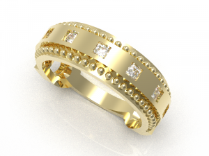 Simple gold diamond ring 003 3D Model