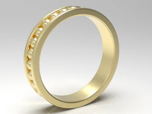 Simple gold diamond ring 004 3D Model