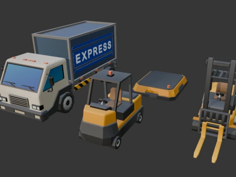 倉庫のローポリコレクション 3Dモデル