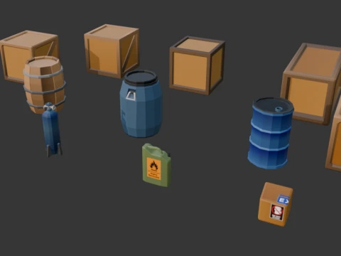 倉庫のローポリコレクション 3Dモデル
