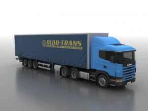 Camion avec remorque Modèle 3D