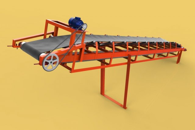 Belt conveyor for bulk handling or aggregate handling with motor 3D Model .c4d .max .obj .3ds .fbx .stl .blend 