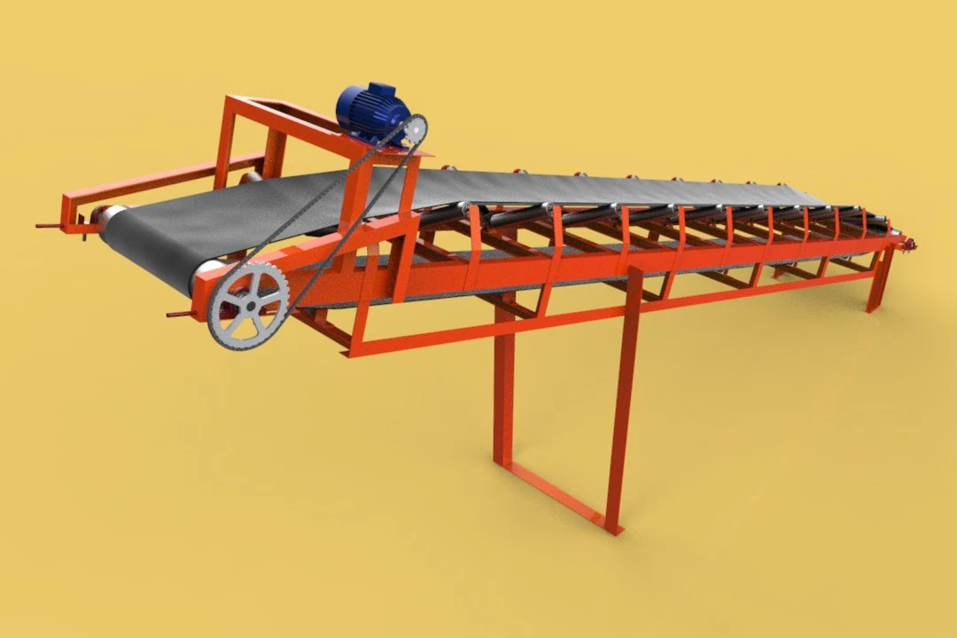 Belt conveyor for bulk handling or aggregate handling with motor 3D Model .c4d .max .obj .3ds .fbx .stl .blend 