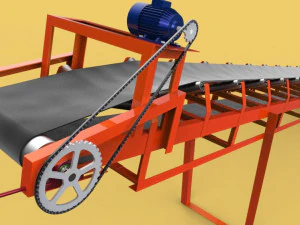 Belt conveyor for bulk handling or aggregate handling with motor 3D Model