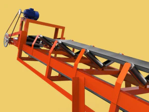 Belt conveyor for bulk handling or aggregate handling with motor 3D Model