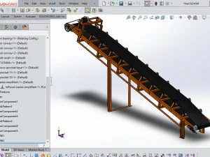Belt conveyor for bulk handling or aggregate handling with motor 3D Model