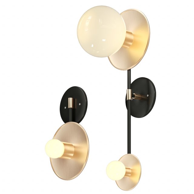 Double wall brass sconse 3D Model .c4d .max .obj .3ds .fbx .stl .blend 