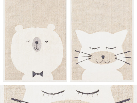 Kids rug Momo Beige 3D Model