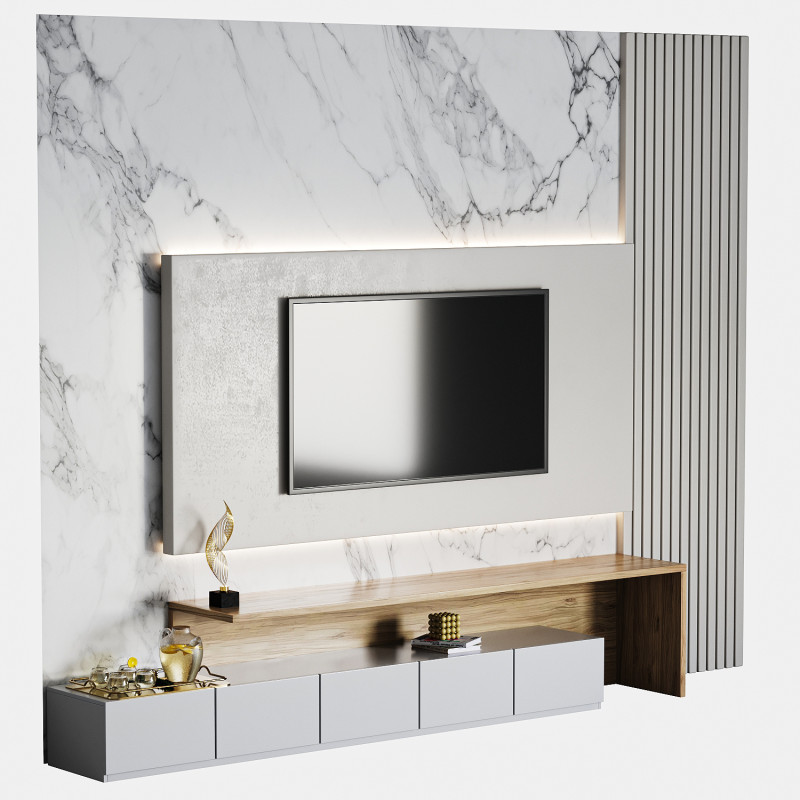 TV wall set 01 Modelo 3D .c4d .max .obj .3ds .fbx .stl .blend 