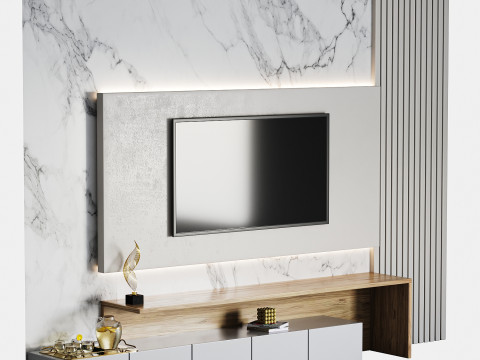 TV wall set 01 3D 模型