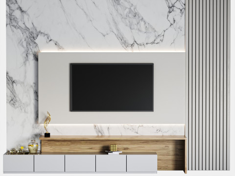TV wall set 01 Modelo 3D
