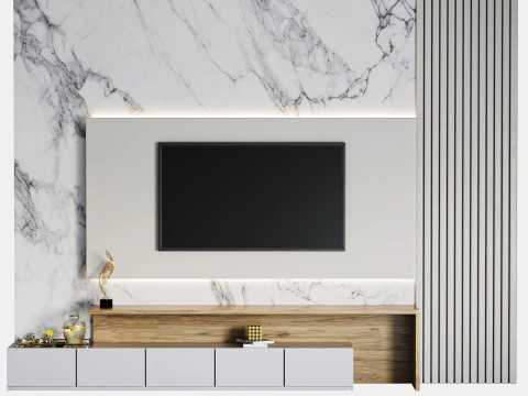 TV wall set 01 3D Model