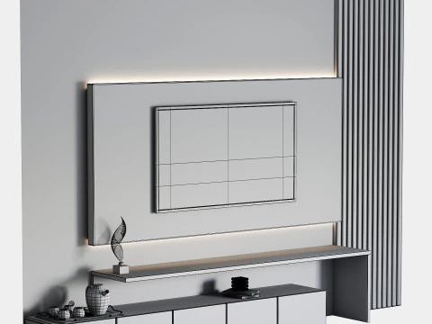 TV wall set 01 3D Model