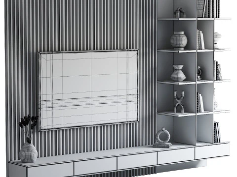 TV wall set 03 3D Model